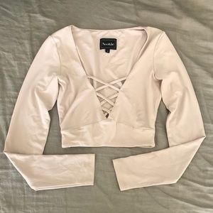 Nookie Cream Long Sleeve Crop Top